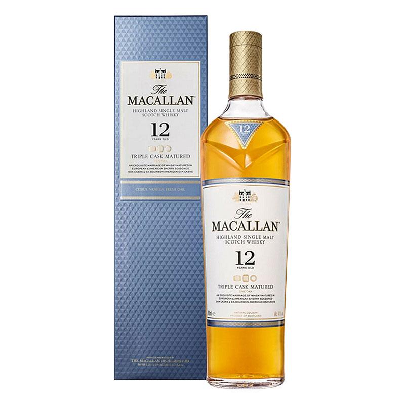 Macallan麦卡伦12年黄金三桶单一麦芽苏格兰威士忌700ml带盒
